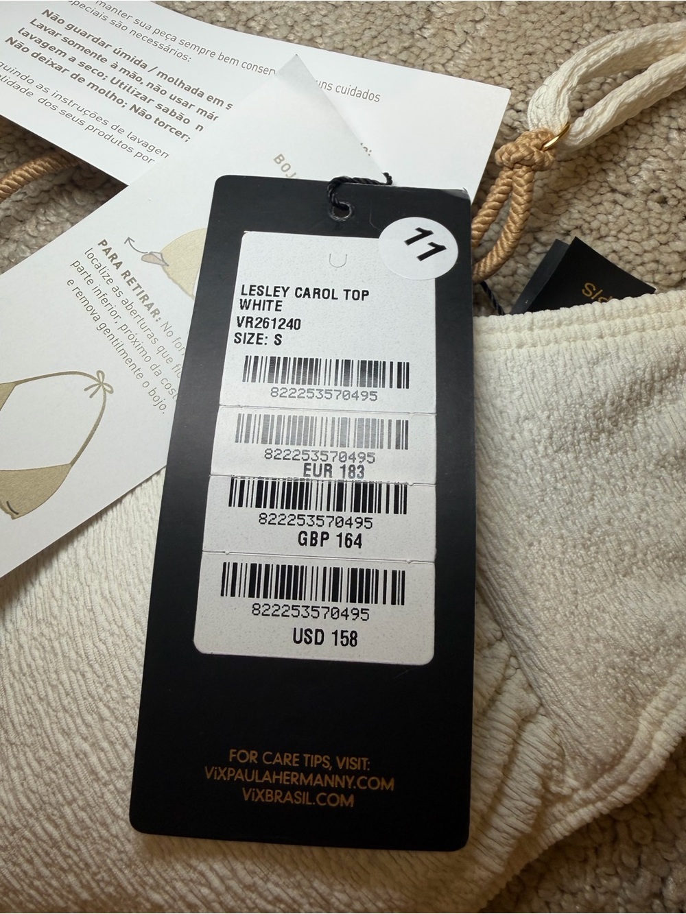 NWT Vix Firenze Lesley Carol Bikini Top in White Size Small - Picture 7 of 7